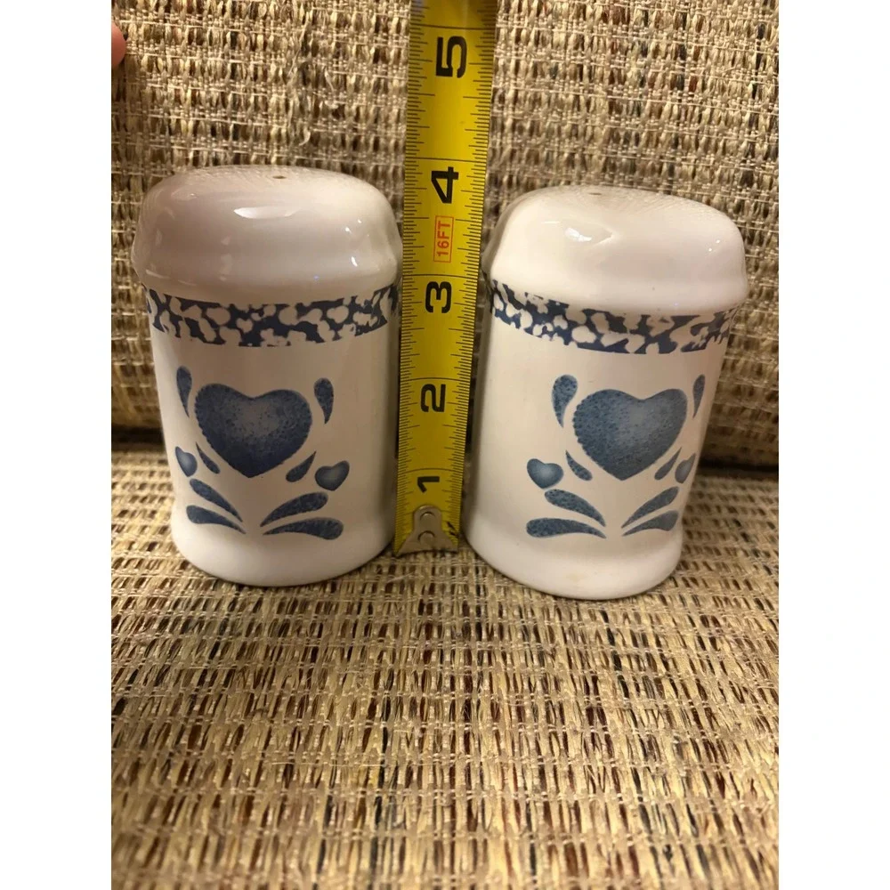 Jay Imports Ceramic Salt and Pepper Shakers Blue Hearts Farmhouse Vintage Style